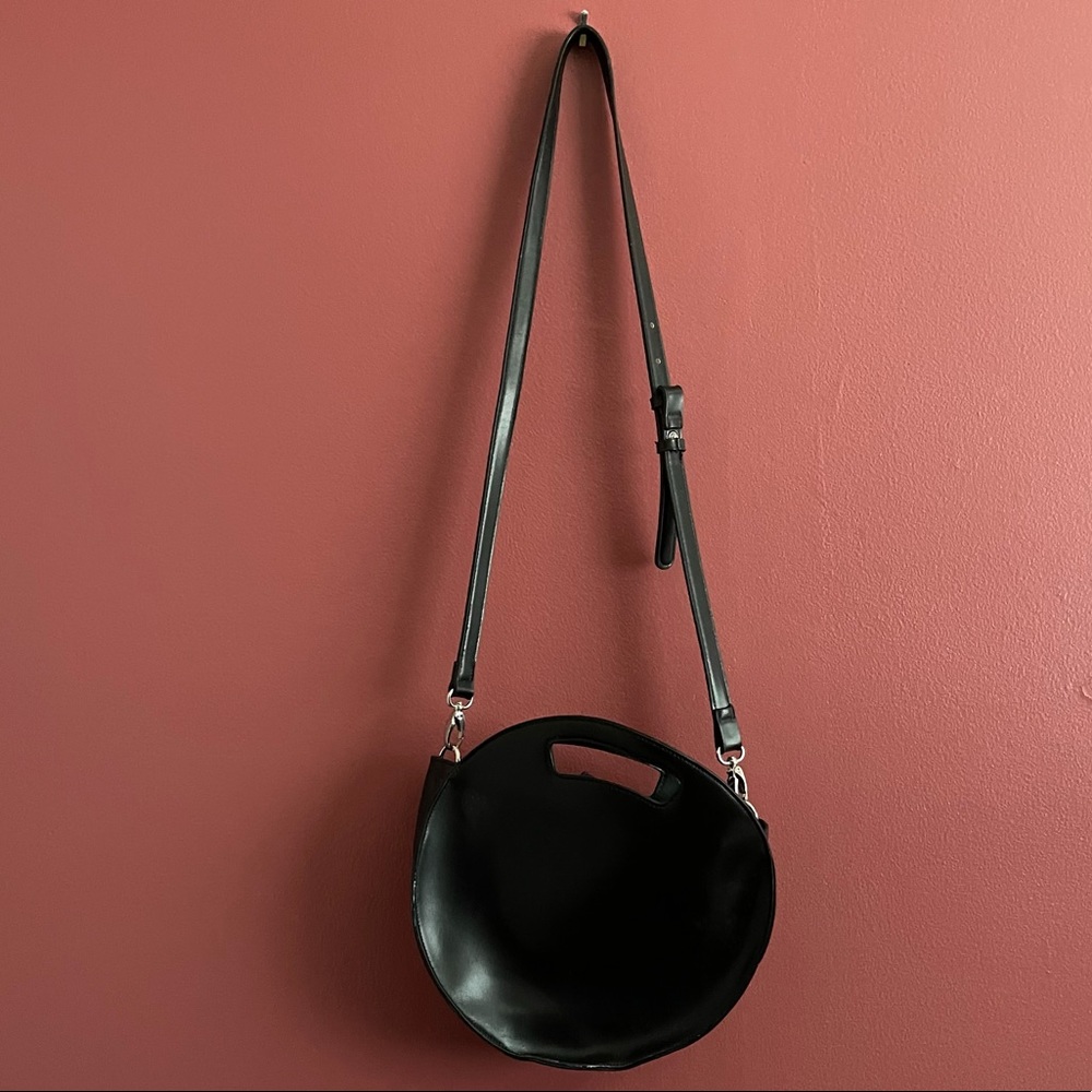 Black Faux Leather Cross Body Bag